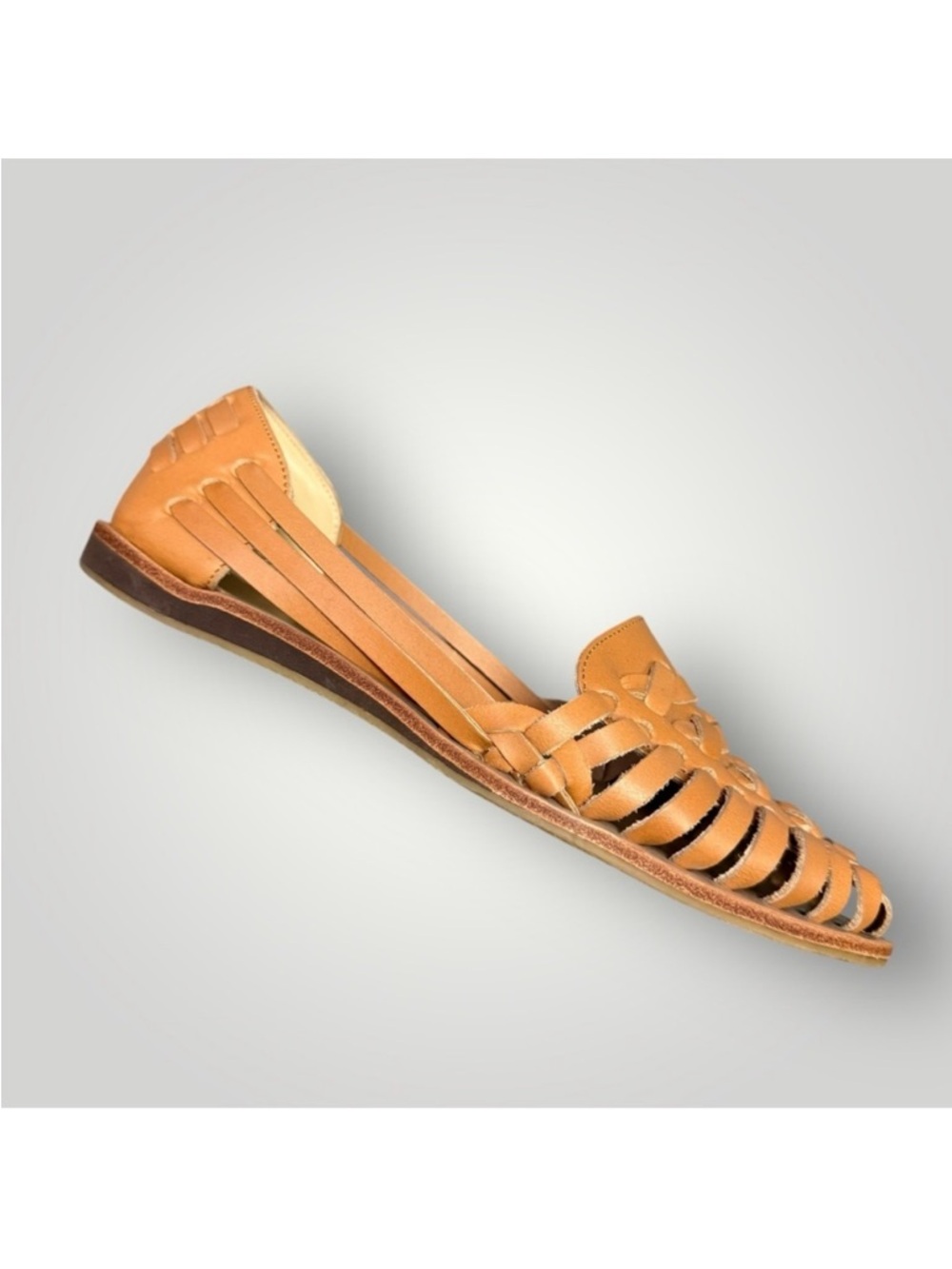 Nisolo Tan Braided Leather Huarache Flats with Box - Picture 11 of 13